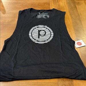 Pure Barre Black Sleeveless Logo Tank with White Emblem